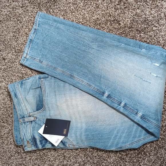 ASOS Button fly Distressed Faded Slim Straight Jeans Size 38 x 30 NEW - Picture 1 of 15